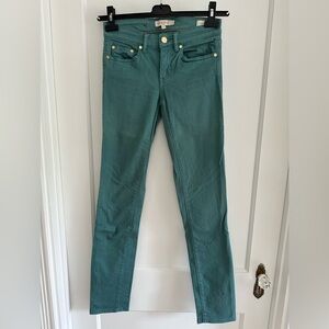 Tory Burch teal skinny jeans